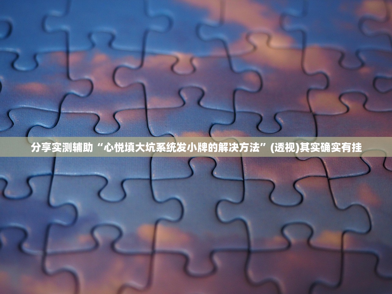 分享实测辅助“心悦填大坑系统发小牌的解决方法”(透视)其实确实有挂